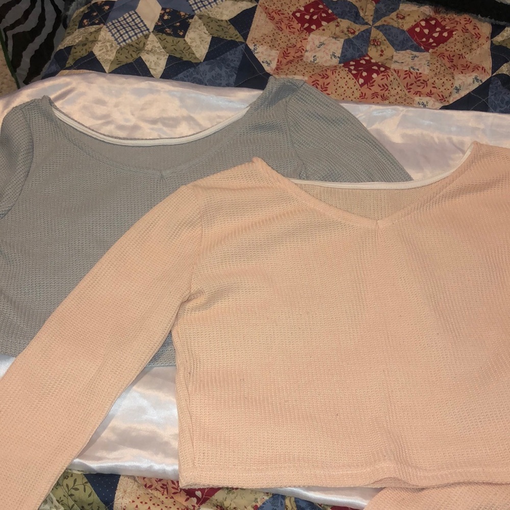 2 long sleeve crop tops
